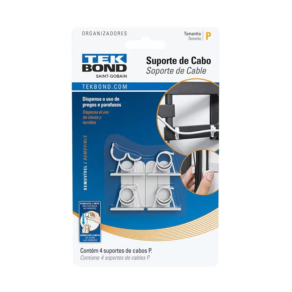 Suporte Adesivo Para Organizar Cabos TekBond