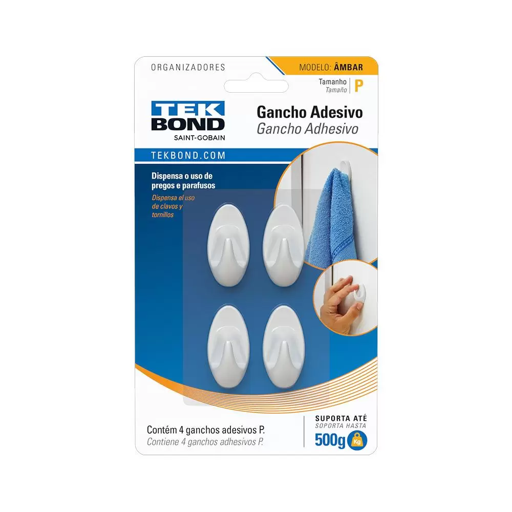 Gancho Adesivo Plastico Ambar TekBond - TAM P