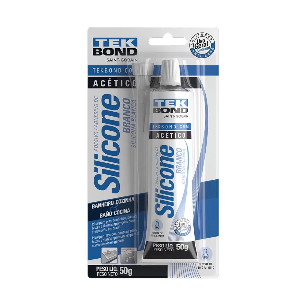 Cola Adesivo Acético Silicone 50G Branco - TekBond